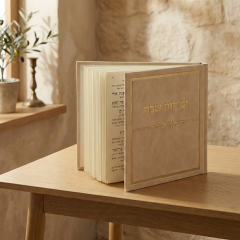 זמירות שבת דמוי עור קרם